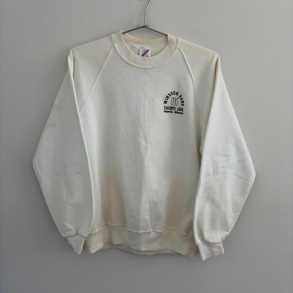 Vintage Jerzees Windsor Band Parents Assn Sweatshirt White Large